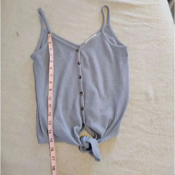 Hippie Rose Blue Waffle Knit Camisole with Tie Front - Picture 5 of 7